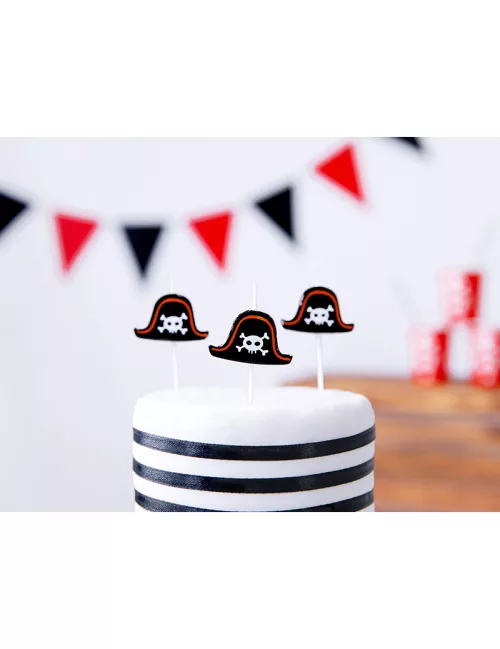 Photo du produit 5 Bougies d'anniversaire sur pic chapeaux pirates 2 cm