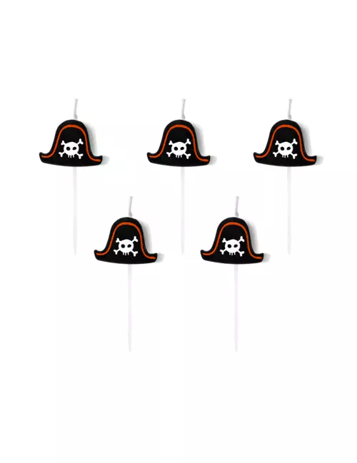 Photo du produit 5 Bougies d'anniversaire sur pic chapeaux pirates 2 cm