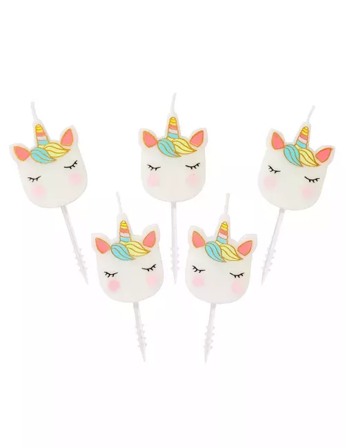 Photo du produit 5 Bougies d'anniversaire tête de licorne