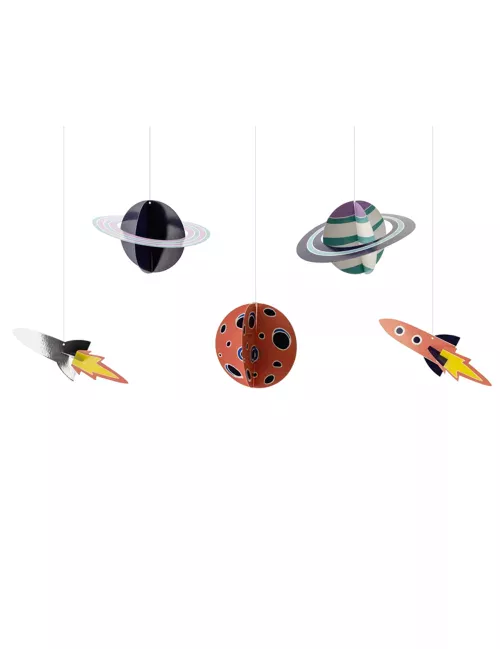 Photo du produit 5 Suspensions en carton space adventure 17 x 10 - 19 x 7 cm