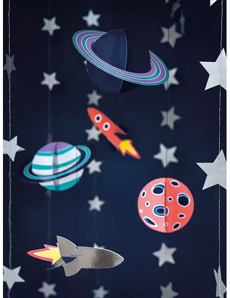 Photo du produit 5 Suspensions en carton space adventure 17 x 10 - 19 x 7 cm