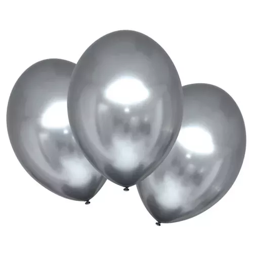 Photo du produit 6 Ballons en latex argentés satinés 28 cm