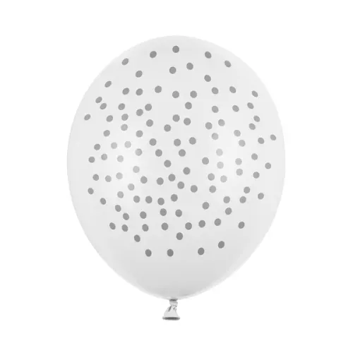 Photo du produit 6 Ballons en latex blancs pois argentés 30 cm
