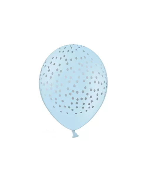 Photo du produit 6 Ballons en latex bleu ciel pois argentés 30 cm