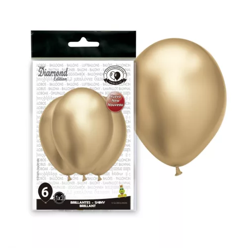 Photo du produit 6 Ballons en latex dorés satinés 31 x 39 cm