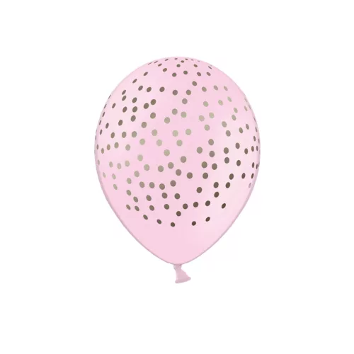 Photo du produit 6 Ballons en latex rose pâle pois dorés 30 cm