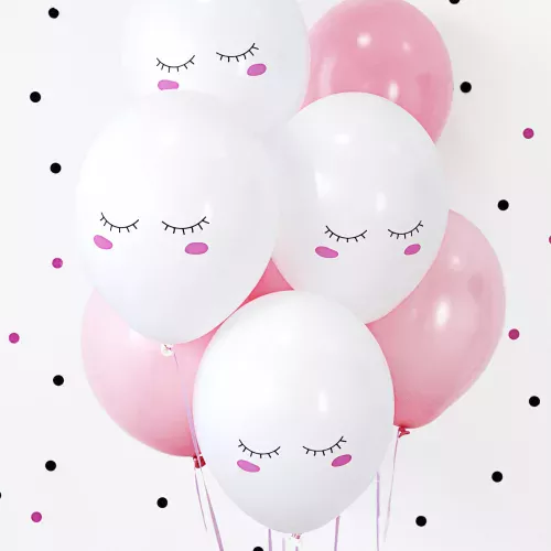 Photo du produit 6 Ballons en latex smiley blancs 30 cm