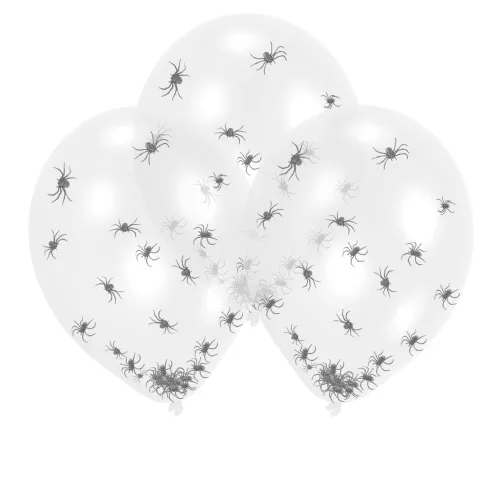 Photo du produit 6 Ballons en latex transparents confettis araignées 27,5 cm