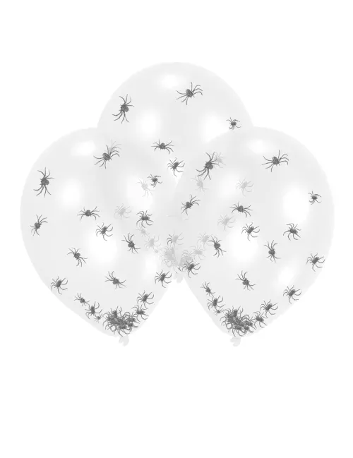 Photo du produit 6 Ballons en latex transparents confettis araignées 27,5 cm