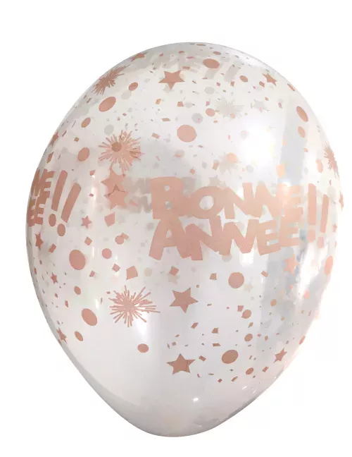 Photo du produit 6 Ballons transparents bonne année rose gold 30 cm