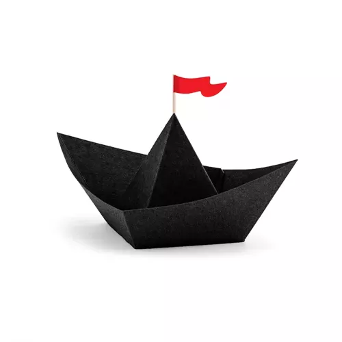 Photo du produit 6 Bateaux de pirate en papier origami noirs 19 x 10 x 14 cm