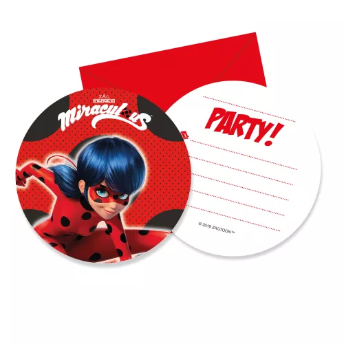 Photo du produit 6 Cartons d'invitation avec enveloppes Miraculous Ladybug