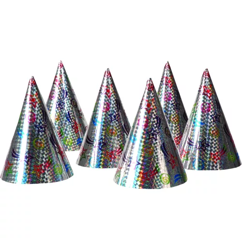 Photo du produit 6 Chapeaux de fête holographiques étoiles