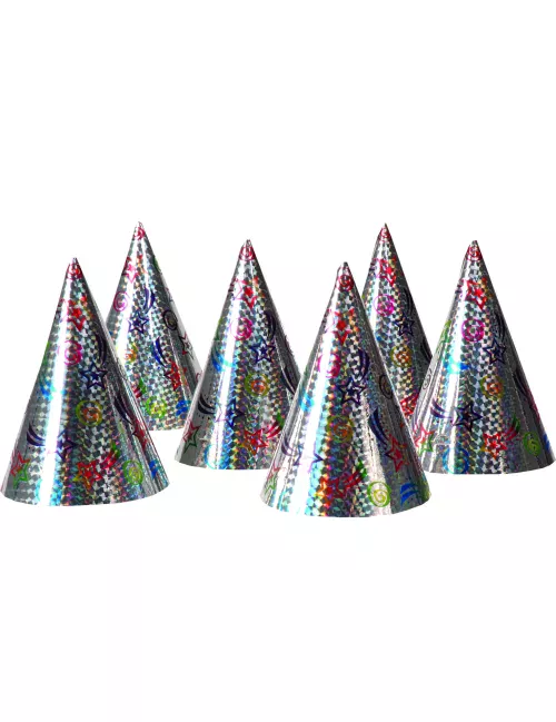 Photo du produit 6 Chapeaux de fête holographiques étoiles