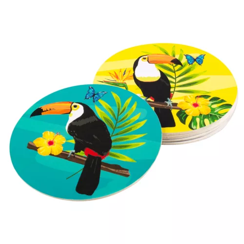 Photo du produit 6 Dessous de verres en carton toucan 10 cm