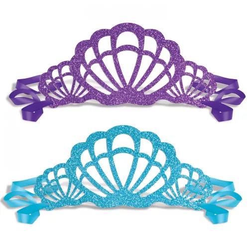 Photo du produit 6 Diadèmes en carton coquillage bleus et violets enfant