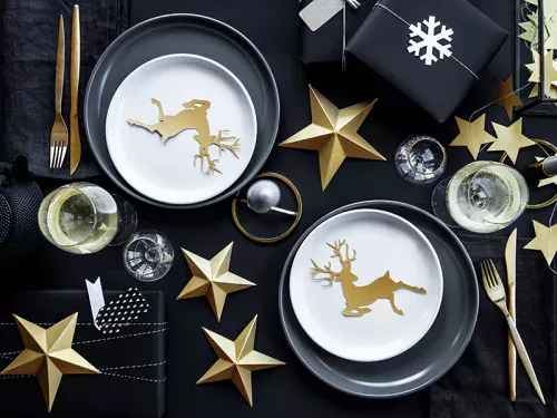 Photo du produit 6 Etoiles à suspendre 3D dorées Noël