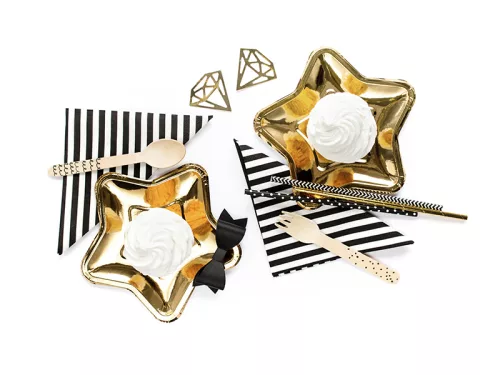 Photo du produit 6 Petites assiettes en carton étoile métallique doré 18 cm