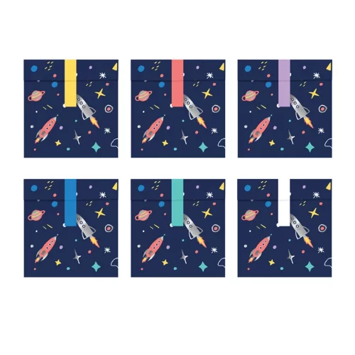 Photo du produit 6 Sacs cadeaux en papier space adventure 13 x 14 cm