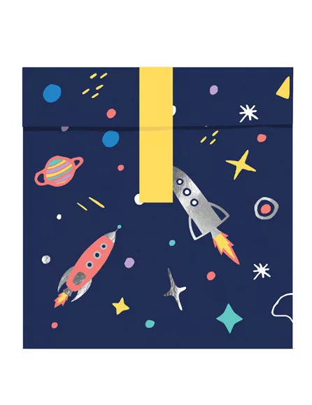 Photo du produit 6 Sacs cadeaux en papier space adventure 13 x 14 cm