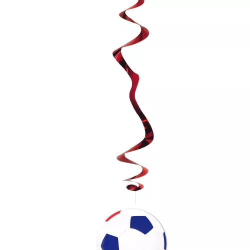 Photo du produit 6 suspensions Ballon de Football bleu blanc rouge 80 cm