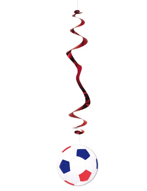 Photo du produit 6 suspensions Ballon de Football bleu blanc rouge 80 cm