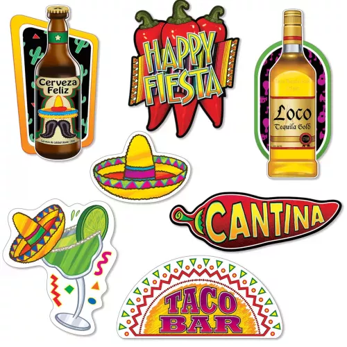 Photo du produit 7 Cutouts en carton fiesta mexicaine 22 - 40 cm