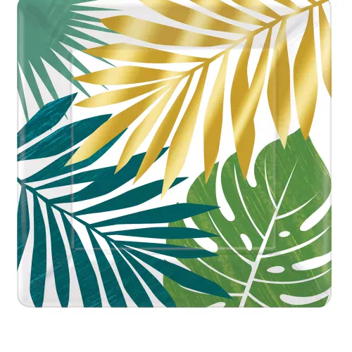 Photo du produit 8 Assiettes carrées en carton tropical chic 25 cm