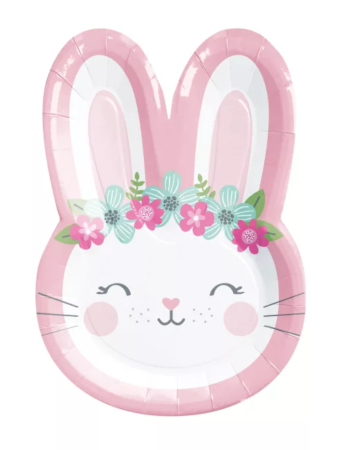 Photo du produit 8 Assiettes en carton Petit Lapin rose 22,2 cm