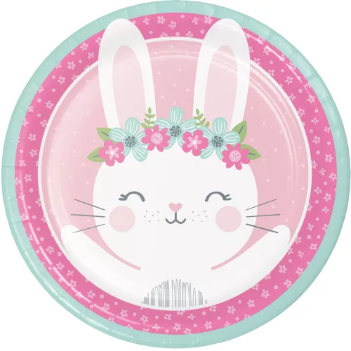 Photo du produit 8 Assiettes en carton Petit Lapin roses 23 cm