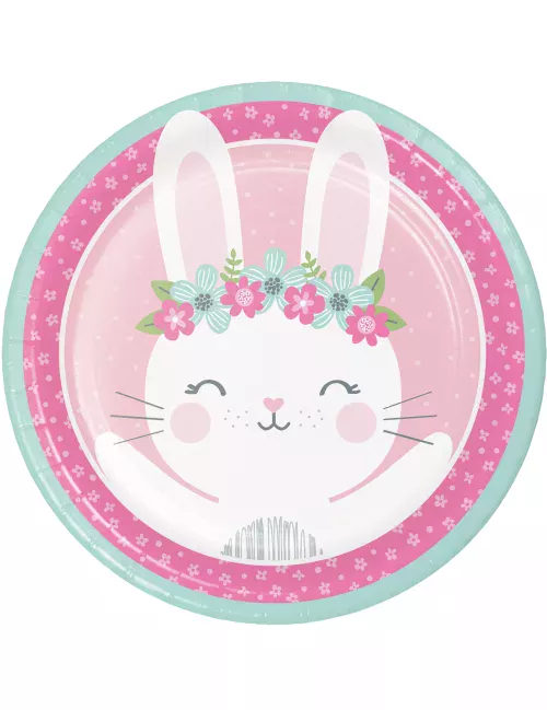 Photo du produit 8 Assiettes en carton Petit Lapin roses 23 cm