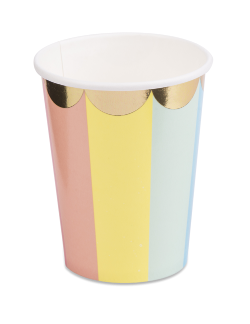 Photo du produit 8 Gobelets en carton Berlingot pastel et dorure 200 ml