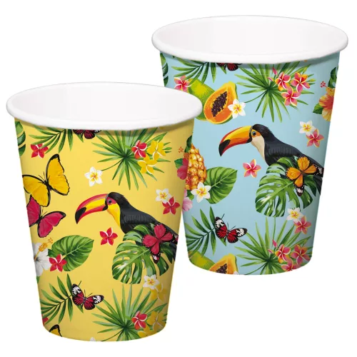 Photo du produit 8 Gobelets en carton Toucan jaunes et bleus 350 ml