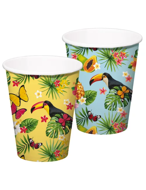 Photo du produit 8 Gobelets en carton Toucan jaunes et bleus 350 ml