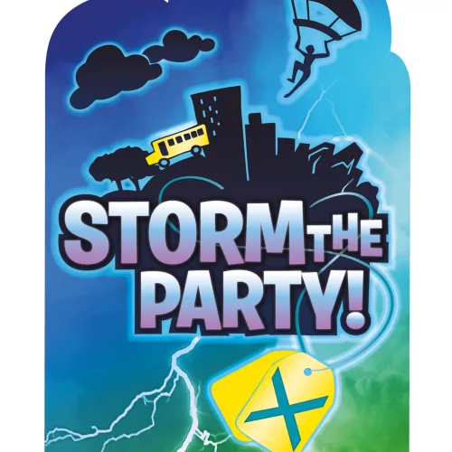 Photo du produit 8 Invitations et enveloppes avec stickers battle royale 15 x 10 cm