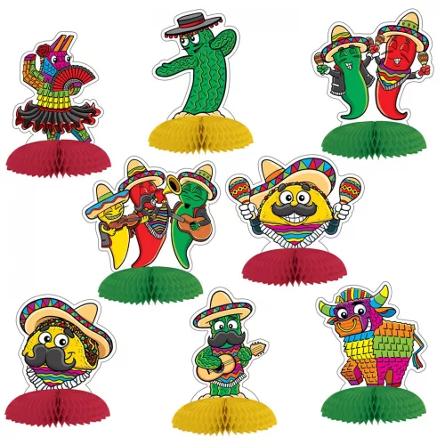 Photo du produit 8 Minis centre de table en papier fiesta mexicaine 10 cm