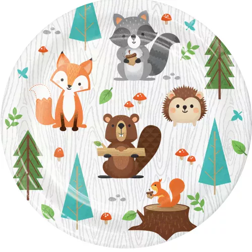 Photo du produit 8 Petites assiettes en carton animaux de la forêt 18 cm