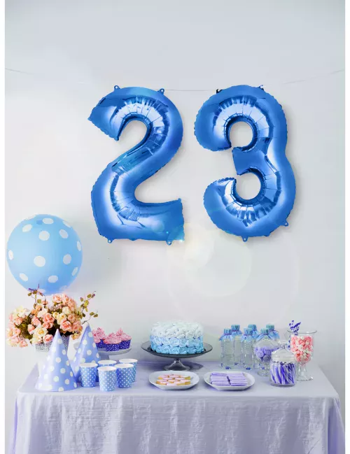 Photo du produit Ballon aluminium chiffre bleu 85 cm