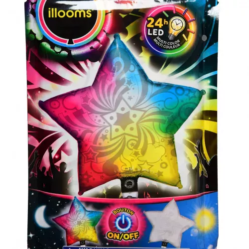Photo du produit Ballon aluminium étoile multicolore LED Illooms® 50 cm