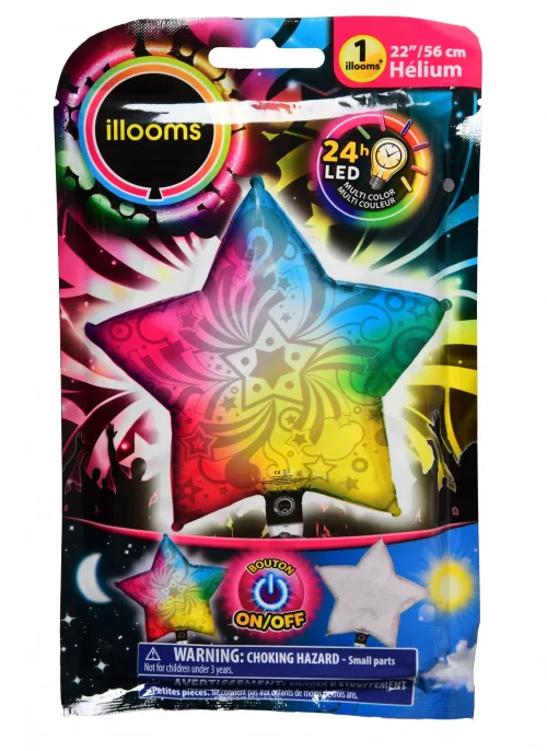 Photo du produit Ballon aluminium étoile multicolore LED Illooms® 50 cm