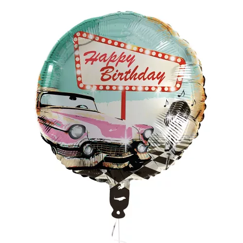 Photo du produit Ballon aluminium Happy Birthday Rock'n'roll 45 cm