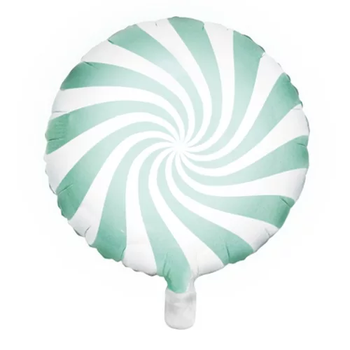 Photo du produit Ballon aluminium sucette menthe et blanc 45 cm