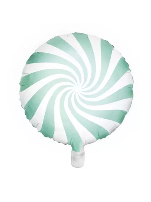 Photo du produit Ballon aluminium sucette menthe et blanc 45 cm