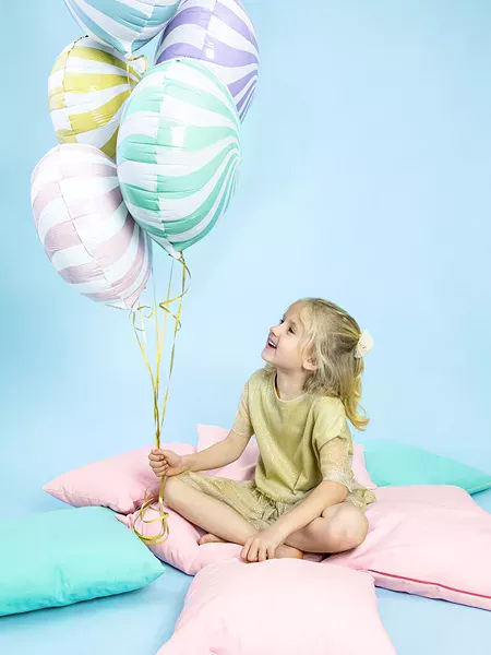 Photo du produit Ballon aluminium sucette rose et blanc 35 cm