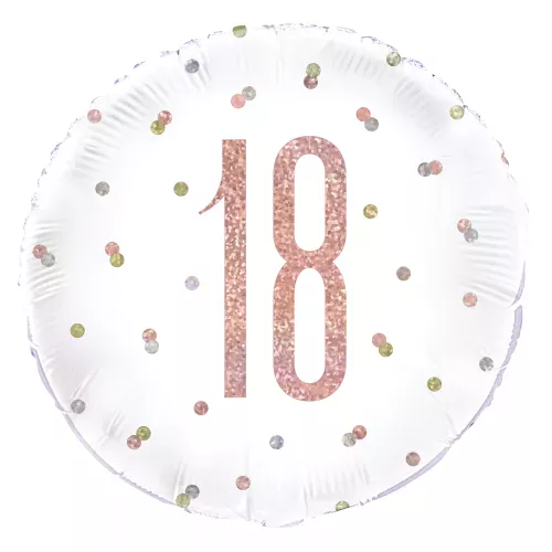 Photo du produit Ballon en aluminium 18 blanc et rose pailleté 45 cm