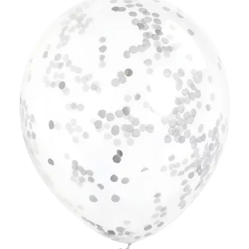 Photo du produit 6 Ballons en latex transparents avec confettis argentés 30 cm