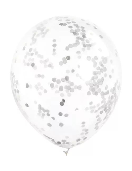 Photo du produit 6 Ballons en latex transparents avec confettis argentés 30 cm