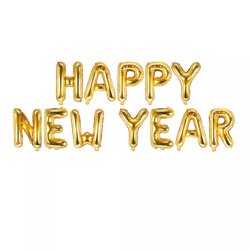 Photo du produit Ballon aluminium lettres dorées Happy New Year 370 x 35 cm