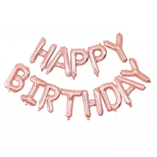 Photo du produit Ballons aluminium Happy Birthday rose gold 305 x 35 cm