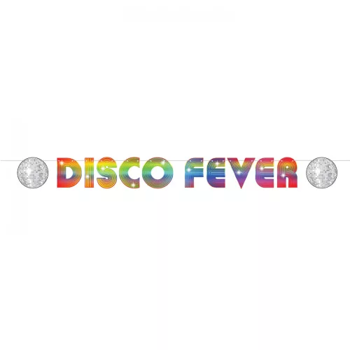 Photo du produit Bannière en carton disco fever 15 x 213 cm